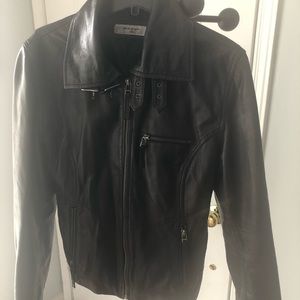 Lamb skin leather motto jacket -Medium